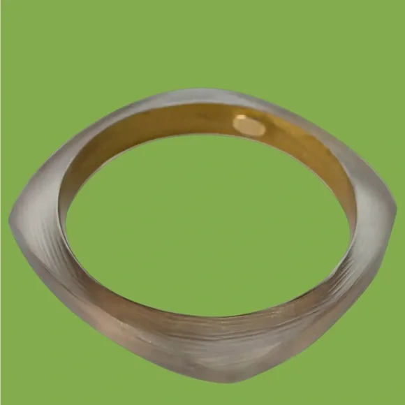 Alexis Bittar iridescent gold and green rounded bangles - Picture 5 of 5